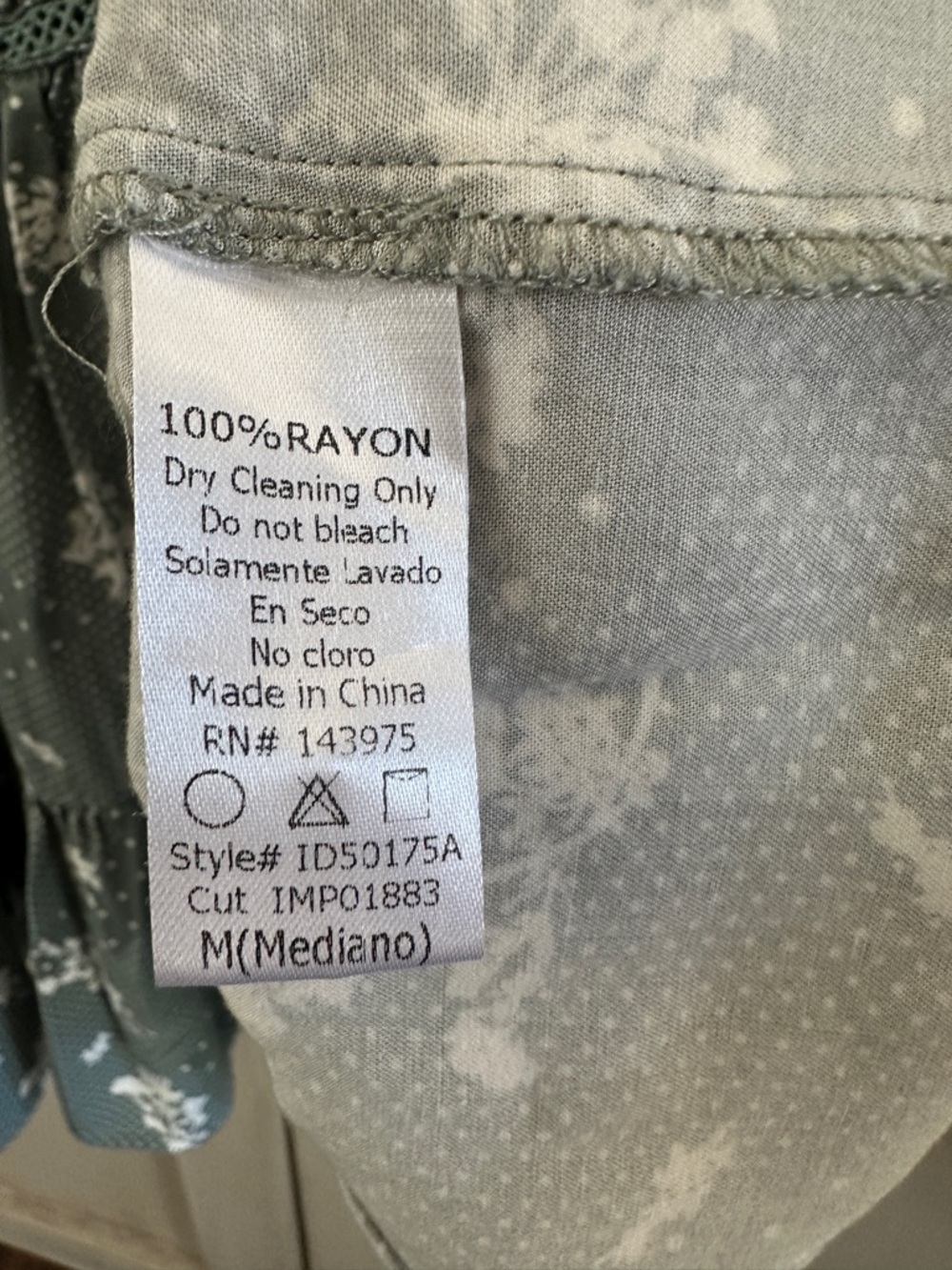Millibon USA Sage Green Floral Polka Dot Tiered Cami Dress Size Medium - Picture 9 of 9